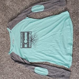 Womens Wear Your Roots (wyr) shirt, size XL. Teal/grey. Colorado.